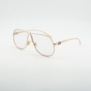 Miu Miu MUA56S 5AK08N Sunglasses Gold Geometric Frame, Blue Light Block Lenses